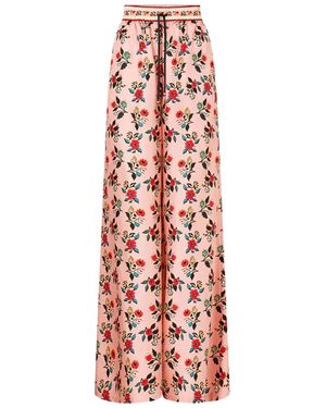 CAMILLA Floral-Print Drawstring Pants - Red