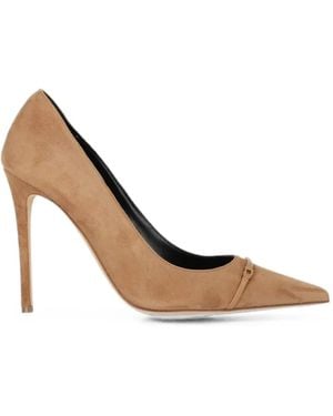 Elisabetta Franchi Pointed-Toe Plaque-Detail Pumps - White