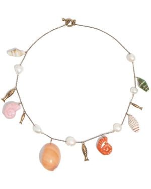 Bimba Y Lola Pearl-Embellished Charm Necklace - Metallic