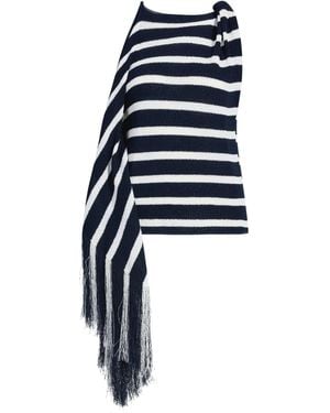 Proenza Schouler Yves Top In Stripe Fringed Knit - Blue