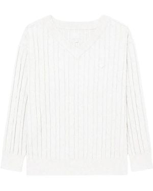 AAPE BY A BATHING AP Cable-Knit V-Neck Jumper - White