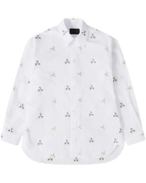 Simone Rocha Floral-Embroidered Cotton Shirt - White