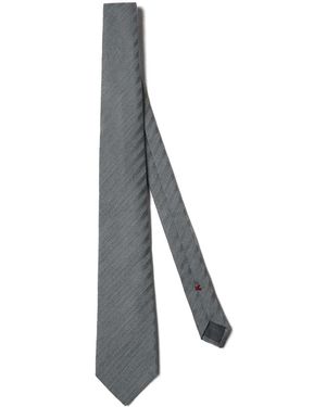 Brunello Cucinelli ストライプディテール ネクタイ - グレー