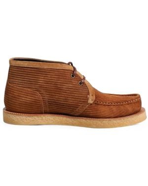Dolce & Gabbana Ribbed Suede Ankle Boots - Brown