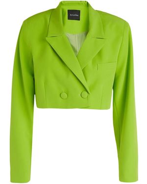 ACTUALEE Cropped Blazer - Green