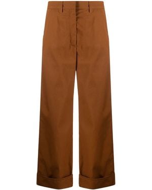 KENZO Wide-Leg Cotton Trousers - Brown