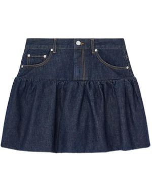 Ganni Minijupe En Jean À Volants - Blue