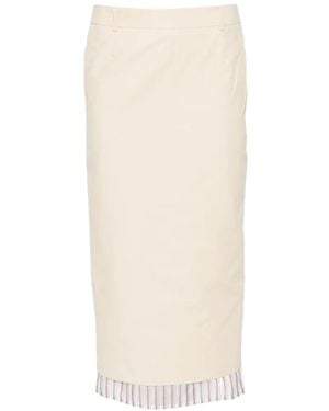 The Attico Striped-Hem Midi Skirt - White