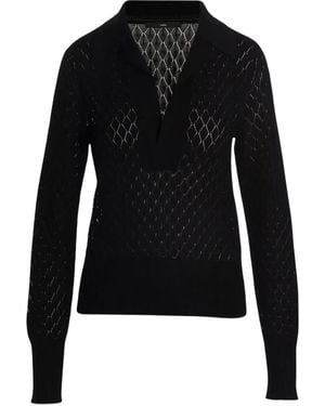 SAPIO Trui Met Diamantvormige Pointelle - Zwart