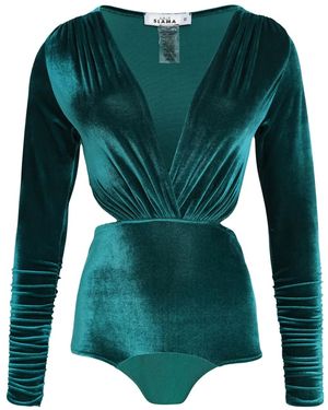 Amir Slama Body con cuello en V - Verde