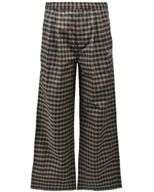BREATH Pantalon Ample À Carreaux Script Logo - Black