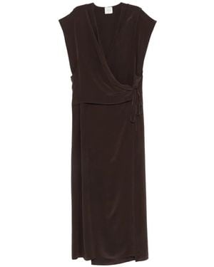 Alysi V-Neck Midi Dress - Brown