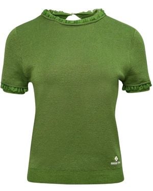 ShuShu/Tong Ruffled Short-Sleeve Sweater - Green