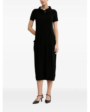 Joseph Ribkoff Short-Sleeve Cowl-Neck Midi Dress - Black
