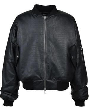 BREATH Croc-Embossed Bomber Jacket - Black