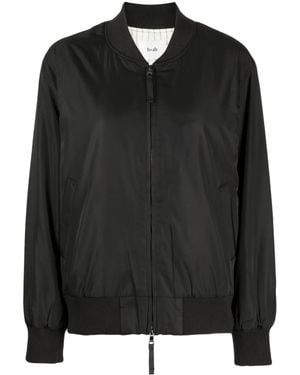 B+ AB Baseball-Collar Zip-Up Bomber Jacket - Black