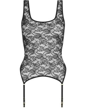 Maison Close Flashback Suspender Tank Top - Grey