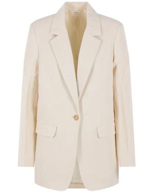 Co. Boyfriend Single-Breasted Notched-Lapels Blazer - White