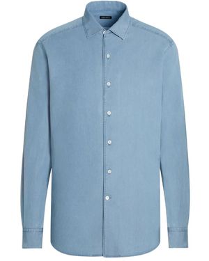 ZEGNA Langärmeliges Hemd - Blau