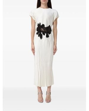 Patrizia Pepe Lace-Appliqué Short-Sleeve Midi Dress - White