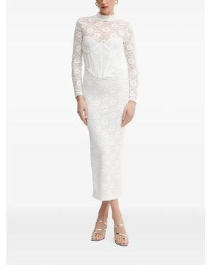 Bardot Carmen Long-Sleeve Lace Midi Dress - White