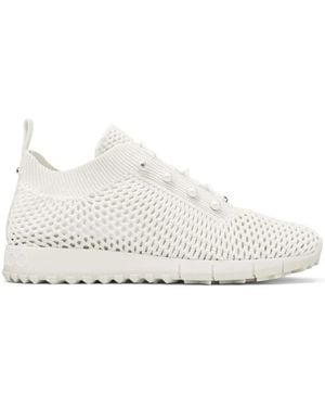 Jimmy Choo Veles Pearl-Embellished Knitted Low-Top Trainers - White