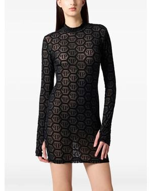 Philipp Plein Long-Sleeved Mini Dress - Black