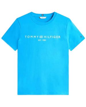 Tommy Hilfiger Logo-Print Cotton T-Shirt - Blue