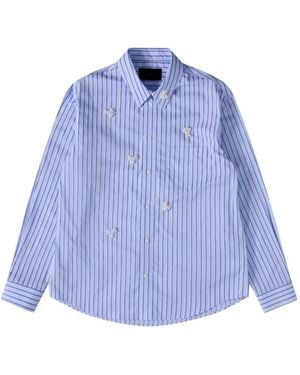Simone Rocha Pearl-Embellished Striped Shirt - Blue