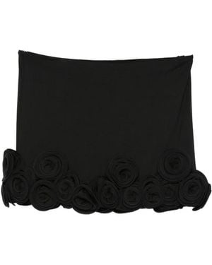 LaRevêche Floral-Appliqué Skirt - Black