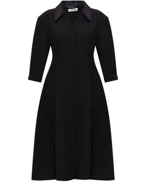 Jil Sander Long-sleeves Midi Dress - ブラック