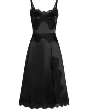 Dolce & Gabbana Vestido de satén con ribetes de encaje - Negro