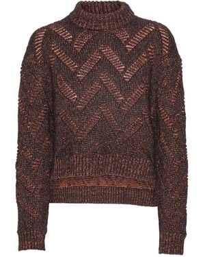 Henrik Vibskov Turtleneck Chevron-Pattern Jumper - Brown