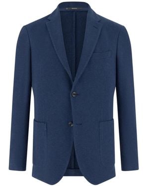 BOGGI Micro-Textured Single-Breasted Blazer - Blue