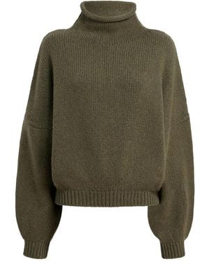 KHAITE Juniper Funnel-Neck Balloon-Sleeve Knitwear - Green