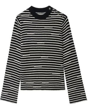 Zadig & Voltaire Spiky Striped Button-detailed Sweater - ブラック