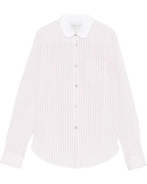 forte_forte Striped Collared Shirt - White
