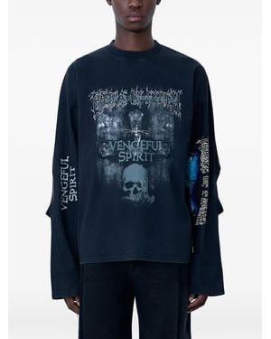 Vetements Spirit Langarmshirt mit grafischem Print - Blau