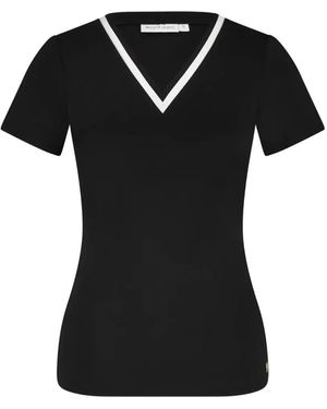 HOUSE OF GRAVITY Contrast-Trim V-Neck T-Shirt - Black