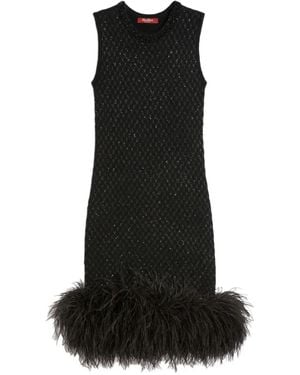 Max Mara Novara Beaded Feather Midi Dress - Black
