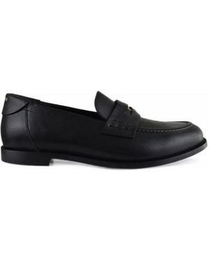 Balmain Logo-Plaque Leather Loafers - Black