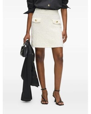 Karl Lagerfeld Minijupe En Tweed À Poches - Blanc