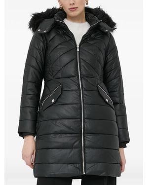 Morgan Fur Trim Coat - Black