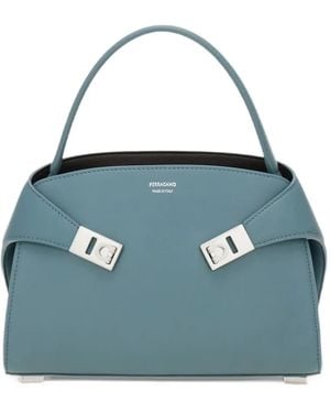Ferragamo Hug Soft Bicolour Handbag (Xs) - Blue