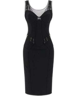 Elisabetta Franchi Polyamide Midi Dress - Black