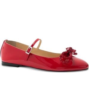 Mach & Mach Bow Embellished Ballet Flats - Red