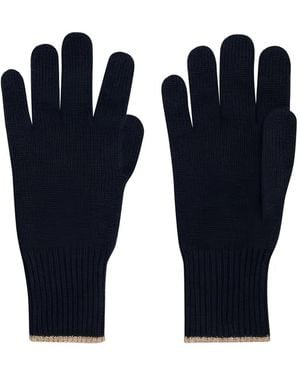 Brunello Cucinelli Ribbed-Cuff Gloves - Blue
