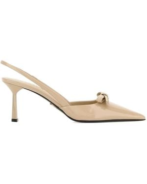 Prada Bow-Detail Slingback Court Shoes - Natural