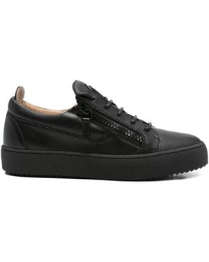 Giuseppe Zanotti Lace-Up Leather Trainers - Black