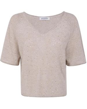 Gentry Portofino Sequin-Embellished Knitted Top - Natural